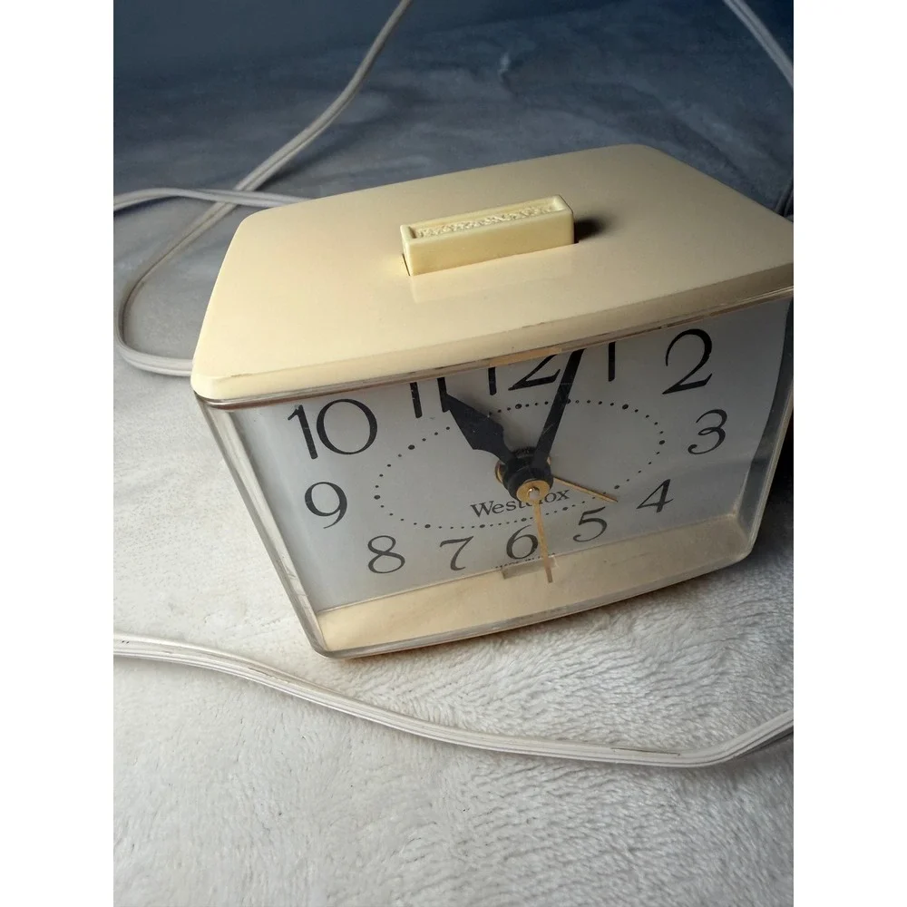 Vintage Westclox Electric Alarm Clock Cream Model E54 55 Retro MCM Made in USA